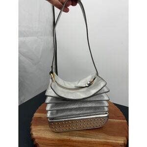Bodhi sunset boulevard Accordion Tiered Shoulder Bag Silver Metallic Studded